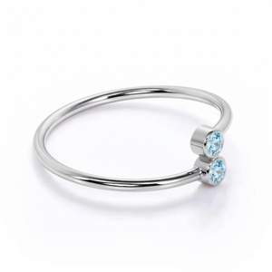 Anillo de Lujo Clásico para Mujer, Plata de Ley 925, Bañado en Rodio, con Dos Topacios Azules, para Boda o Aniversario, Venta al Por Mayor - Product Image 3