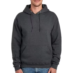 Sweat-shirt à capuche noir pour homme, coupe classique, couleur unie, 100% coton tricoté, vêtement décontracté pour l'automne - Product Image 6