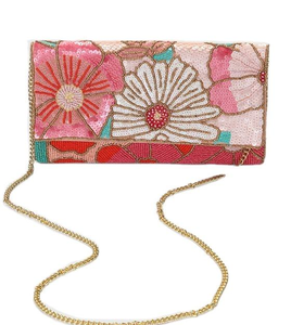 Bolso de mano tipo sobre floral bordado con cuentas para bodas, eventos y fiestas, elegante y moderno, bolso de hombro de última moda para mujer, bolso de noche. - Product Image 1