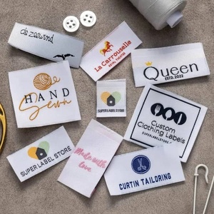 Étiquette de vêtement de marque Damask de haute qualité, personnalisée avec votre logo, tissée, pliée sur le côté, pour vêtements - Product Image 1