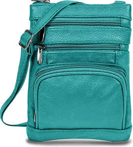 Genuine Leather Crossbody <b>Bag</b> With Multiple Zip Pockets Anti-Theft Design Single Strap <b>Black</b> Minimalist Style - Product Image 4