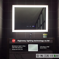 Miroir de salle de bain intelligent rétroéclairé avec éclairage LED, anti-buée, rectangulaire, tactile, 48 x 36 pouces, écran lumineux