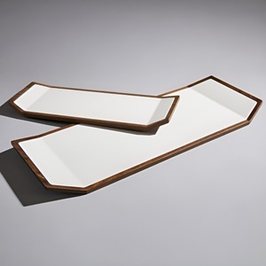 Bandeja de Madera Natural con Esmalte Blanco para Servir Aperitivos, Frutas, Pan y Pasteles, Plato de Madera de Acacia para Servir la Cena - Product Image 3