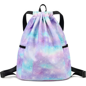 Custom Printed Polyester Sublimation <b>Drawstring</b> Bags Gym <b>Backpack</b> Sports Travel Promotional String Bag Bulk - Product Image 1