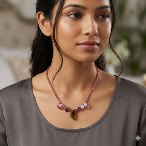 Natural Multicolor Tourmaline <b>Necklace</b> <b>Earring</b> <b>Set</b>, Sterling 925 <b>Silver</b>, Birthday Gift for Her - Product Image 1