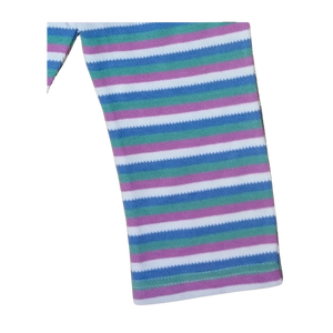 Tenue rayée colorée en 2 pièces, haut à manches courtes et pantalon long avec boutons en bois - Product Image 5