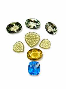 Piedras Preciosas Sueltas de Cuarzo Limón de Forma Mixta Natural Personalizadas y Amatista Verde Topacio Azul para la Fabricación de Joyas - Product Image 1