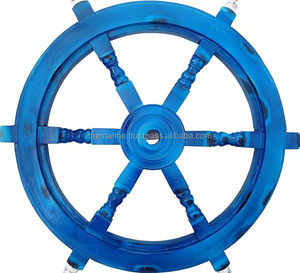 24 \ "fatti a mano blu colore nautico ruota della nave arte fantasia decorazione decorativa della parete per casa ufficio dipinto regalo nautico - Product Image 4
