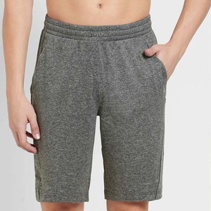 Shorts Bermuda en Coton Gris Uni pour Homme, Taille Élastique avec Cordon de Serrage, Tissu Tricoté Respirant, Coupe Décontractée, Taille Mi-Haute - Product Image 1