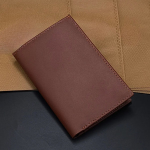 Custom Vertical Card Case Brown Leather Wallets for Men Compact Passport <b>Holder</b> Multi Slot Mesh ID Window <b>Travel</b> <b>Document</b> <b>Holder</b> - Product Image 1