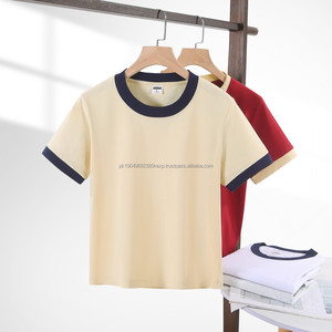 T-Shirt pour femmes personnalisé 80% coton 20% Sorona Ringer T-Shirt 230gsm vierge pour l'impression respirant El clignotant courte longueur - Product Image 3