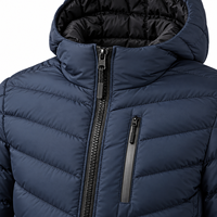 Veste matelassée à capuche bleu marine personnalisée la plus vendue avec poches zippées, fabricant de vestes d'hiver en gros par Harbour INTL