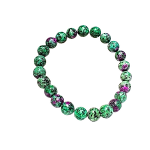 Bracelet unisexe écologique en pierres précieuses de rubis naturel de 3-4 mm, forme ronde, facetté, avec fermoir plaqué or de 7 pouces - Product Image 4