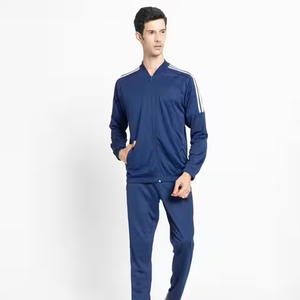 Ensemble de survêtement décontracté bleu marine pour homme, sweat-shirt à col rond et pantalon de survêtement, 100% polyester, respirant, tricoté, vêtements d'automne - Product Image 5