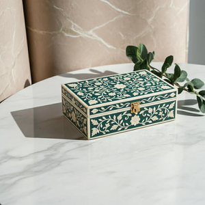Caja de Joyería Única de Alta Calidad Hecha a Mano en India con Incrustaciones de Hueso, Color Personalizado, Diseño que Ahorra Espacio para Almacenamiento Decorativo - Product Image 4