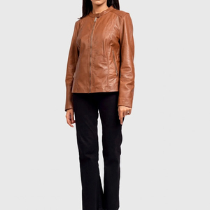 Chaqueta de Cuero para Mujer, Estilo Moderno, Cierre Frontal con Cremallera, Ajuste Cómodo, Prenda Exterior Informal, Cuero PU Suave, Diseño OEM - Product Image 3