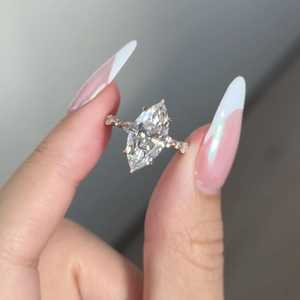 3 CT Marquise Cut Lab Grown Diamond Engagement <b>Ring</b>, IGI Certified <b>14K</b> <b>Gold</b> <b>Ring</b> - Product Image 1