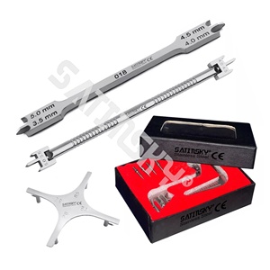 Juego de 8 Instrumentos Quirúrgicos Dentales Manuales de Plata de Satinsky Enterprises con Empuñadura Ergonómica, Incluye Medidor de Hueso - Product Image 6