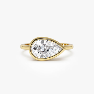Stylish and <b>unique</b> Lab grown Women's 1.5 Carat Yellow Gold pear Cut Diamond <b>Engagement</b> <b>Ring</b> Classic Style - Product Image 1