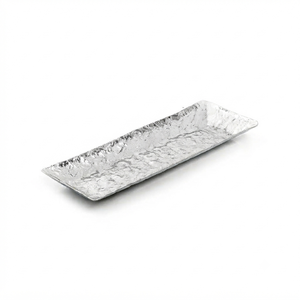 Plateau de service rectangulaire texturé argenté, plateau décoratif en métal pour la cuisine, la table à manger, l'usage domestique et la décoration - Product Image 2