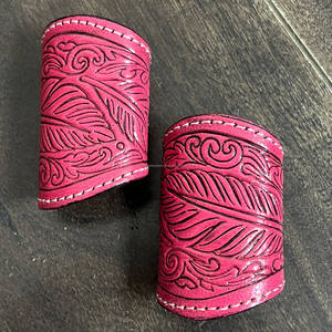 Custom Handmade Tooled Leather Scarf Holder Western Wear Cowgirl Fashion Accessory for <b>Bandanas</b> Wild Rags and Neck Scarves - Product Image 5