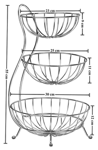 Cesta para Frutas de Acero Inoxidable, de Tres Niveles, con Soporte de Alambre, Organizador de Almacenamiento de Frutas y Verduras para Encimera de Cocina - Product Image 3