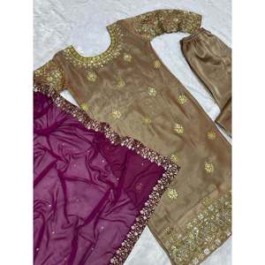 ชุด3ชิ้นผ้าไหมทรงยาวผ้าเข้ารูปปักลายลูกไม้ผ้านิ่มใส่ได้พอดีกับไวน์ดูแนบเนื้อ - Product Image 4