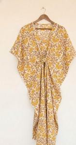 ชุดคลุมชายหาดผ้าฝ้ายอินเดียทำมือ พิมพ์ลายบล็อกด้วยมือ สไตล์โบโฮ สำหรับผู้หญิง ใส่ได้ในฤดูร้อน - Product Image 2