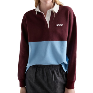 Women's Long Sleeve Cotton Fleece Polo Shirt Oversized Casual Streetwear OEM Fashion Heavyweight Custom premium Polo Top - Product Image 1