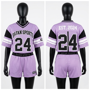 Conjunto de camiseta y pantalones cortos de fútbol de poliéster transpirable de alta calidad, 180 GSM, color marrón, estilo retro, diseño de logotipo por sublimación, para mujer - Product Image 5