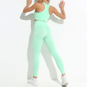 Ensemble de sport sans couture pour femmes, 7 couleurs, haut, soutien-gorge, leggings, vêtements de sport, fitness, yoga, pour femmes - Product Image 5