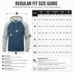 Sweat-shirt à capuche raglan en molleton épais 400 GSM personnalisé pour homme, bicolore bleu-gris, vente en gros - Product Image 6