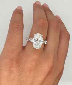 Anillo Solitario de Moissanita con Corte Ovalado de Moda para Mujer, Plata Fina 925 Original, Regalo de Cumpleaños para Parejas - Product Image 4