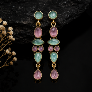 Prix de gros Boucles d'oreilles pendantes vintage en argent oxydé plaqué or 18 carats avec serti clos et zircon, unisexe, pour fêtes, fournisseur en gros - Product Image 1