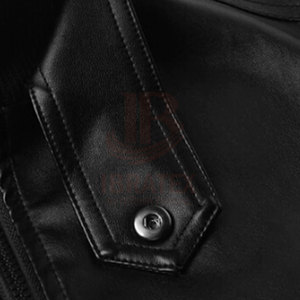 Wholesale Custom Logo Print High Quality <b>Men's</b> Solid Casual Stand Collar <b>Leather</b> Winter Jacket Waterproof Outdoor Use - Product Image 5