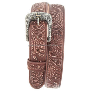 Custom Designer Leaf Embossed Black <b>Western</b> Hand Tooling <b>Belt</b> Floral Buckle Full Grain Leather Fashion <b>Belt</b> for Jeans - Product Image 1