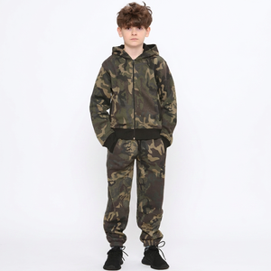 Ensemble de jogging pour garçons, camouflage, à capuche, manches longues, fermeture éclair, vêtements décontractés, respirant, en coton, tenue d'automne pour enfants - Product Image 5
