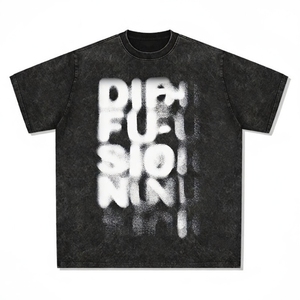 T-shirt personnalisé délavé style vintage, imprimé par pulvérisation, streetwear, coupe oversize, 100% polyester, unisexe, décontracté, été, respirant, col rond, Lebond, ample - Product Image 1