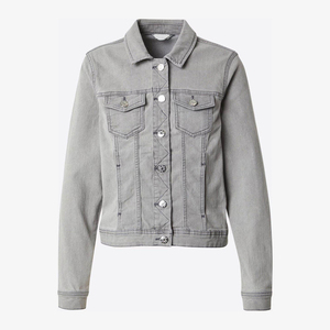 Women's Vintage Washed Denim Bomber <b>Jacket</b> Eco-Friendly High Street Style Winter <b>Short</b> <b>Sleeves</b> Button-Up Stylish Outerwear - Product Image 1
