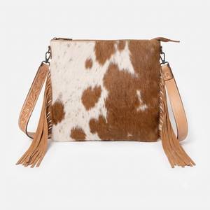 Sac à main bandoulière et épaule pour femme en cuir véritable fait main et laine aztèque, avec perles et franges imperméables - Product Image 1