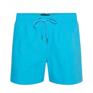Shorts de Baño para Hombre, Color Azul Sólido, Secado Rápido, Cintura con Cordón Ajustable, Estilo Casual, Corte Medio, Tejido de Poliéster - Product Image 1