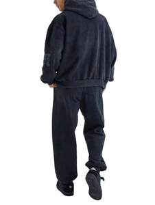 2026 Tracksuit For Men 100% Cotton Fleece Distressed Embroidery Track Suits ACID Wash Flare <b>Sweat</b> <b>Pants</b> For Winter - Product Image 3