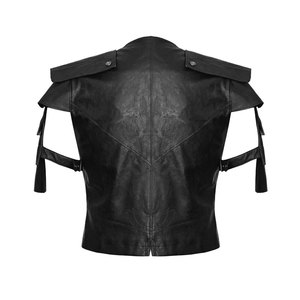 Mens Vest Waistcoat <b>Black</b> Faux Leather Goth Steampunk <b>Victorian</b> Punk Emo Style 2026 - Product Image 2