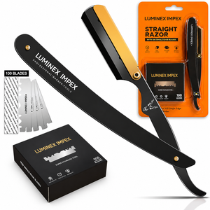 Navaja de Afeitar Recta Vintage Luminex Impex con Mango de Concha de Abulón y Acero al Carbono, Lista para Usar en Barberías y Salones - Product Image 1