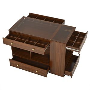 Armadio a isola con 6 cassetti, ripiani aperti, vetrina superiore, guardaroba, mobile per camera da letto, isola portaoggetti per gioielli e vanità - Product Image 2