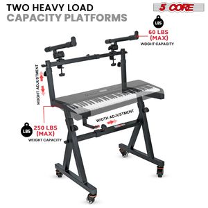 Supporto per Pianoforte Elettrico a 2 Livelli, Stile Z, Regolabile, Pieghevole, Robusto con Cinghia di Sicurezza per Strumenti a 54-88 Tasti - Product Image 4