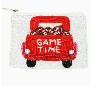 Beaded <b>Coin</b> <b>Purse</b> Embroidered Car Design Game Time Zipper Closure Unisex Mini Compact Pouch Cartoon Style Handmade - Product Image 4