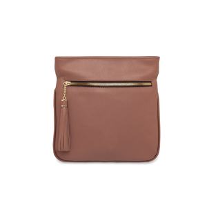 Bolso Bandolera de Cuero Genuino Marrón al por Mayor para Mujer, Elegante con Borlas y Cremallera, Bolso de Hombro Compacto y Elegante para Uso Diario - Product Image 6