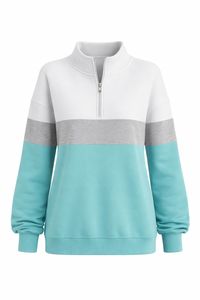 Sudadera Casual de Mujer con Cuello Alto, Manga Larga, Cierre de Cremallera de Cuarto, Forro y Fácil Lavado para Otoño-Invierno - Product Image 2