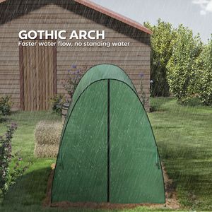 Invernadero de 6FT x 6FT x 6.6FT con estructura de madera y cubierta de PVC, 2 puertas, ventanas con mosquitera y cubierta de PE con dobladillo - Product Image 4